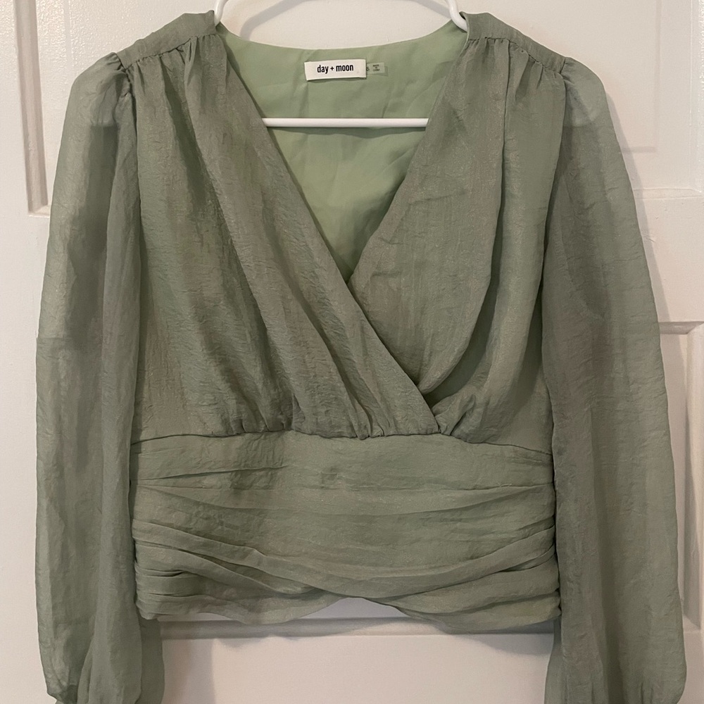 Women's Green Wrap Top